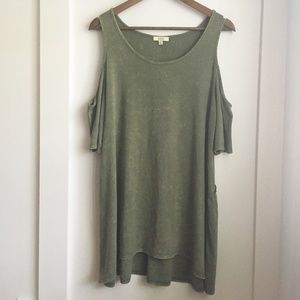 Kori Cold Shoulder Shirt, Acid Wash Green, M